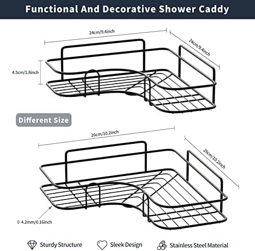 Kiemeu Corner Shower Caddy Shelf No Rust Black Organizer