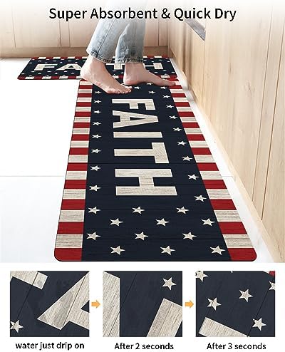 2PCS Non-Slip Diatomite Bath Mats Set for Independence Day
