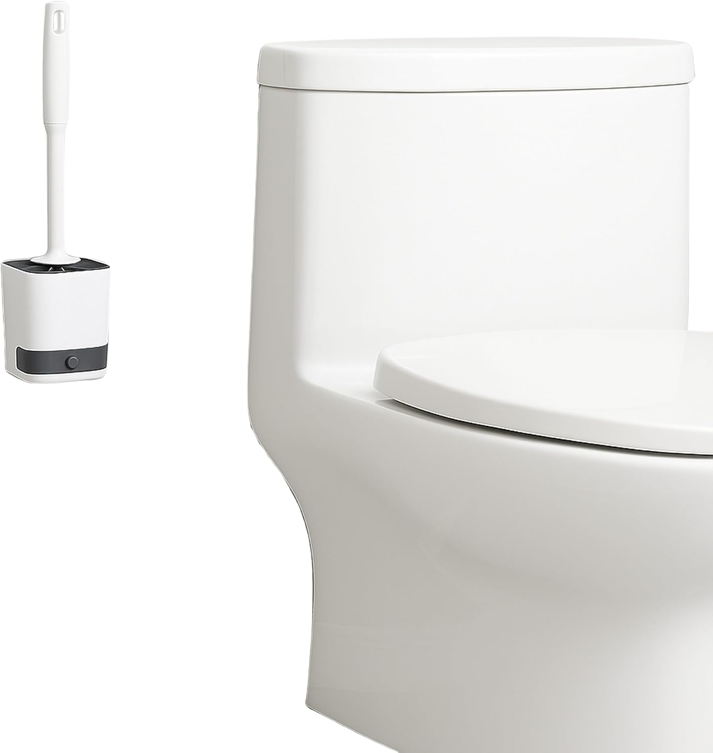 Silicone Toilet Brush with Holder - No-Drill Mount Ventilated Design