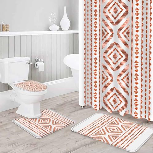 ZOE GARDEN Geometric Orange Bathroom Set