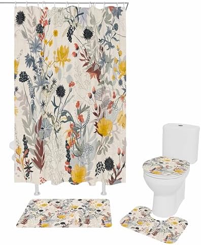 ZOE GARDEN Yellow Flower Bathroom Set