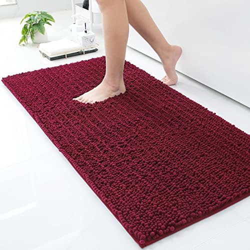Arotive Luxury Chenille Bath Rug Mat 47x24 Burgundy