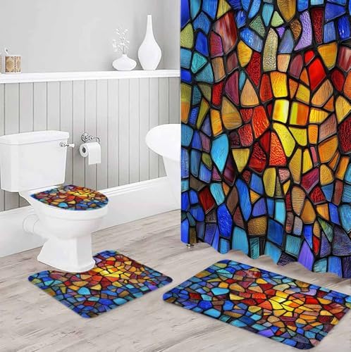 ZOE GARDEN Blue Red Yellow Rainbow Bathroom Set