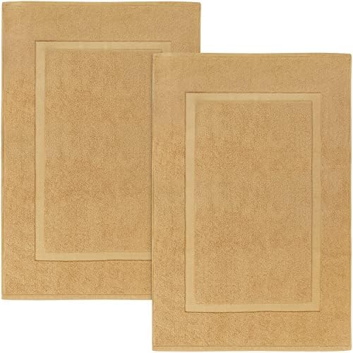 Utopia Towels Cotton Banded Rug 21x34 Inches Champagne 2 Pack