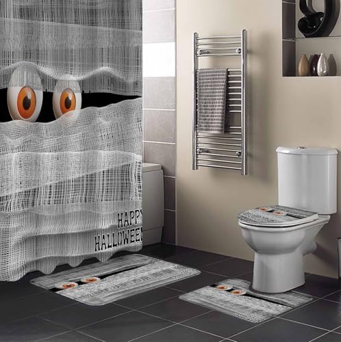 ZOE GARDEN Halloween Bathroom Set with Curtain Rug and Accessories