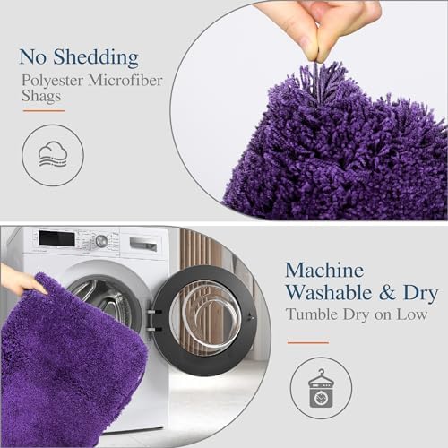 Walensee Bath Rug Non Slip Dark Purple 20x32