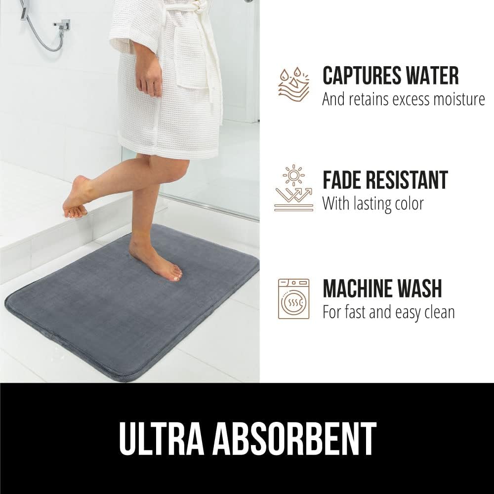 Gorilla Grip Velvet Bath Rug with Dots Graphite Gray 24x17