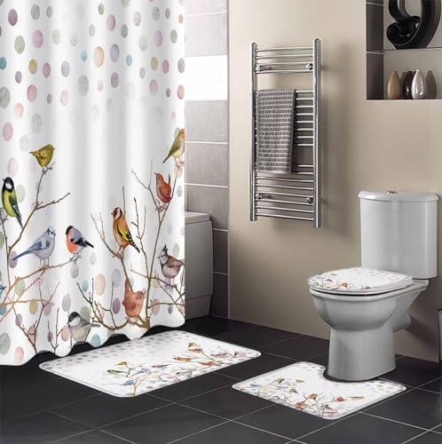ZOE GARDEN Brids White Bathroom Set with Rug and Accessories