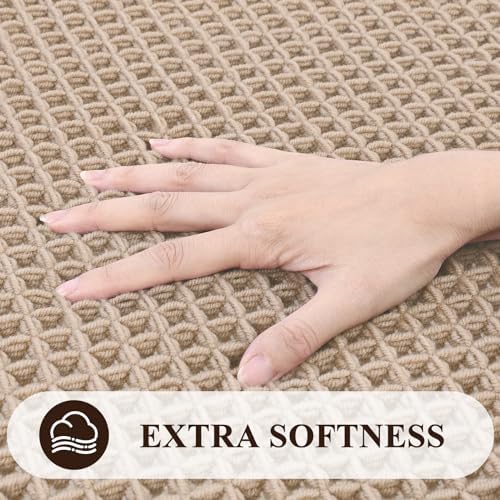 Pauwer 3 Piece Waffle Bath Rug Set Khaki