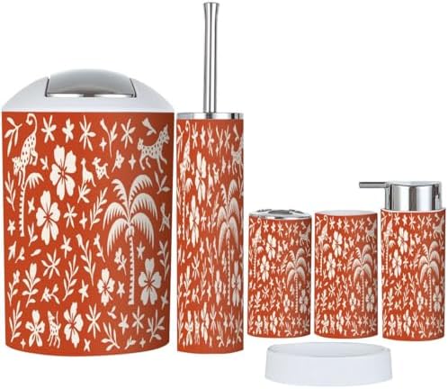 Bohemian Tropical Bathroom Accessory Set 6 Pieces