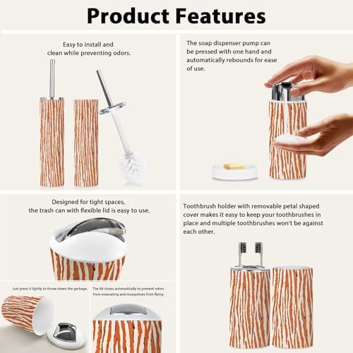 Boho Tiger Skin Bathroom Accessory Set 6 Piece