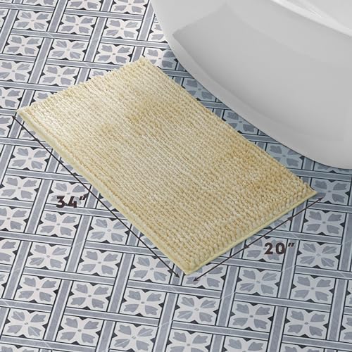 Laura Ashley Butter Chenille Bath Mat Yellow 20x34