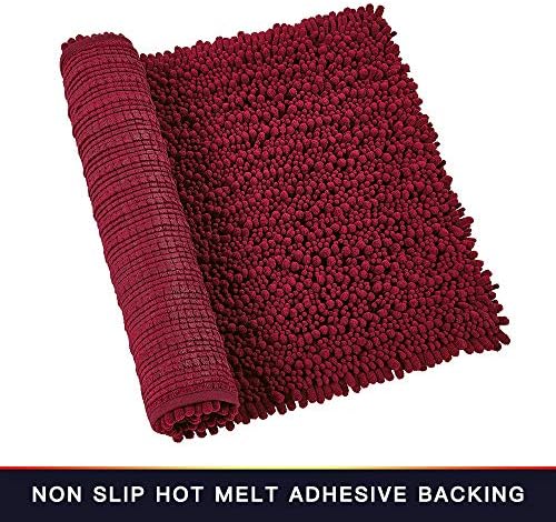 Walensee Non-Slip Bath Mat 24x17 Inch Red Chenille