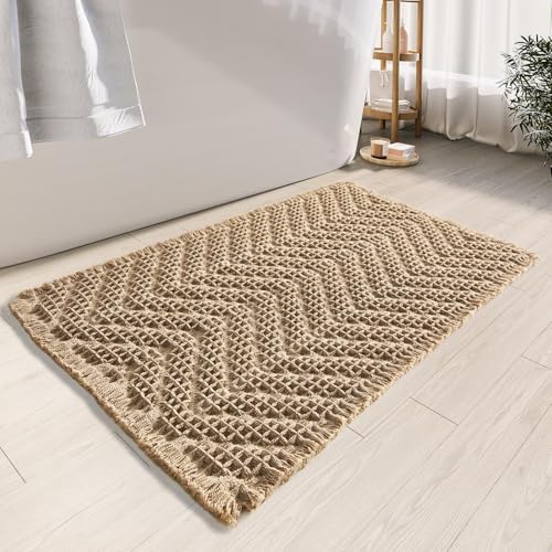 BULULOM Boho Bath Mat - Ultra Soft Non Slip Quick Dry 18x30 Inch