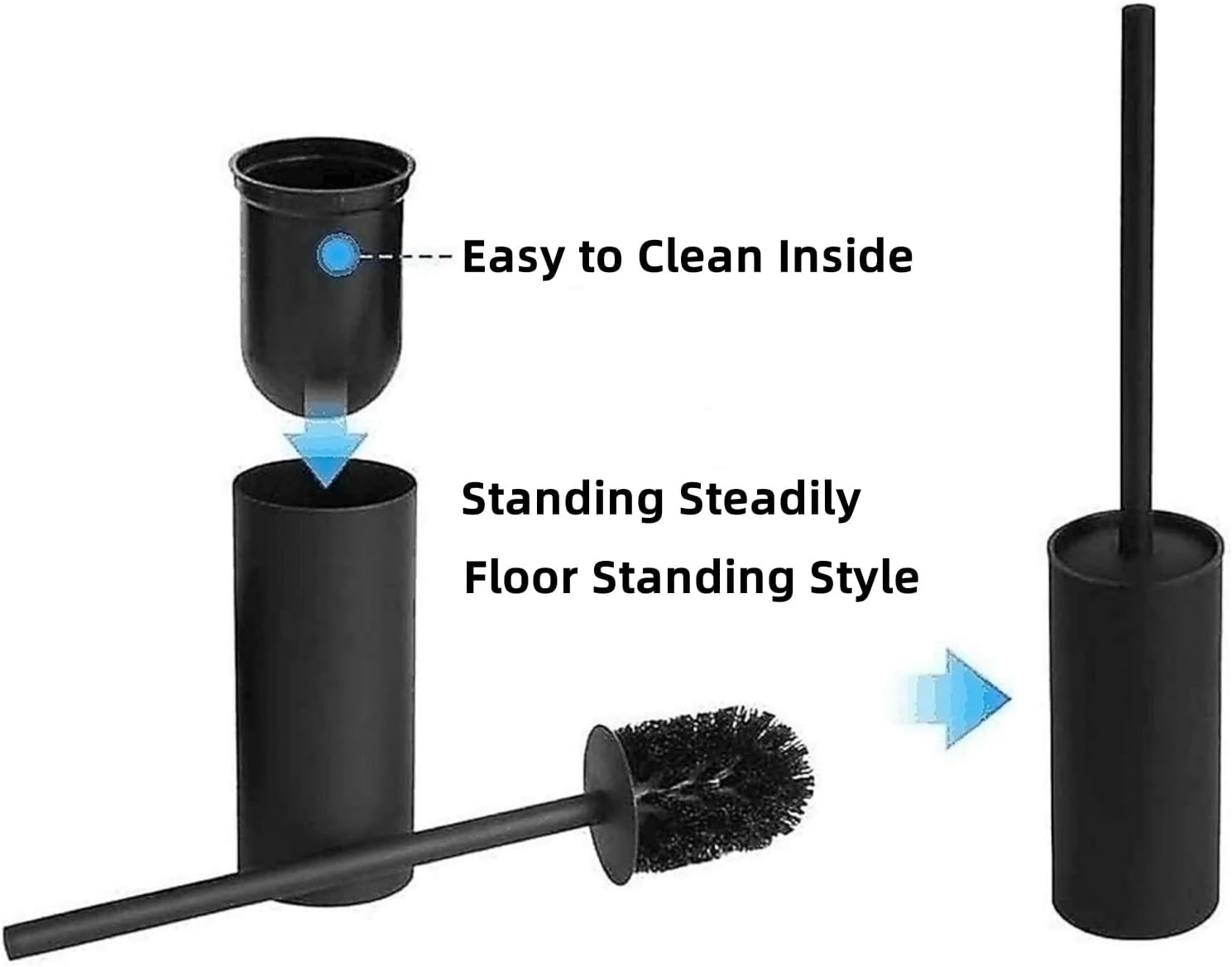 Matt Black Toilet Brush with Metal Holder Set