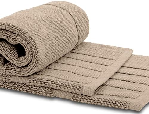 White Classic Luxury Bath Mat Set - 22x34 Inch Taupe 2 Pack