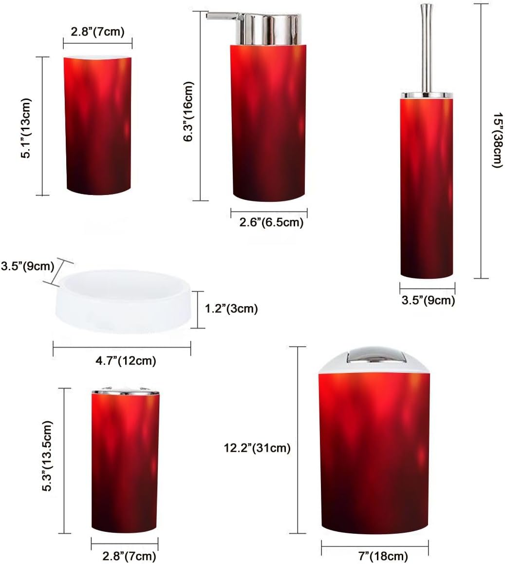 TRANQDEHOM 6-Piece Boho Abstract Red Bathroom Accessory Set