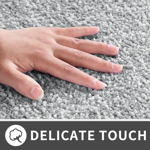 Yimobra Bathroom Rug Mat Soft Non-Slip Water Absorbent Thick 24x17 GreyWhite