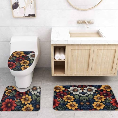 ZOE GARDEN Flower Floral Bathroom Set with Rug and Accessories