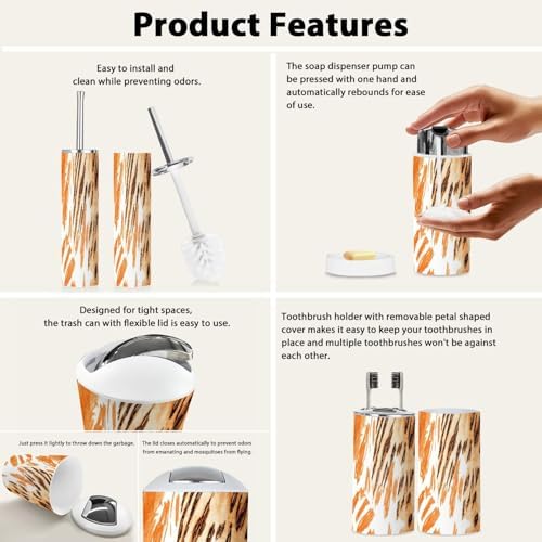 Boho Zebra Skin Bathroom Accessory Set 6 Piece
