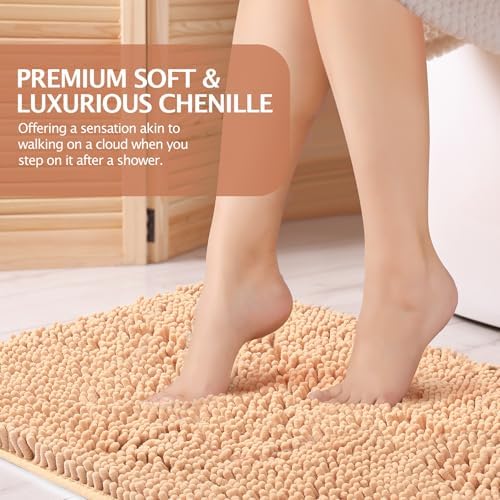 NUOVARUGS 20x32 Chenille Bath Rug Non-Slip and Quick Dry