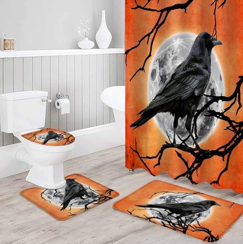 ZOE GARDEN Halloween Bath Set with Curtain Rug and Accessories 1