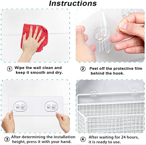 4 Pack Adhesive Hooks for Shower Caddy 2 and 3 Hooks Options