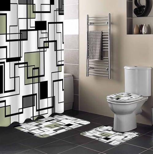 ZOE GARDEN Sage Green Bathroom Set with Shower Curtain Rug and Accessories