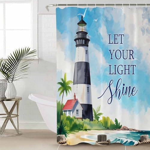 ZOE GARDEN Lighthouse Bathroom Set with Curtain and Rug