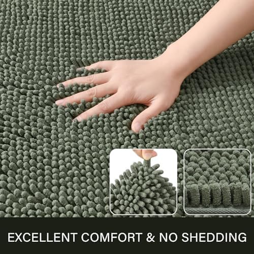 LOCHAS Sage Green Shaggy Bath Mat 24 x 60 Inch