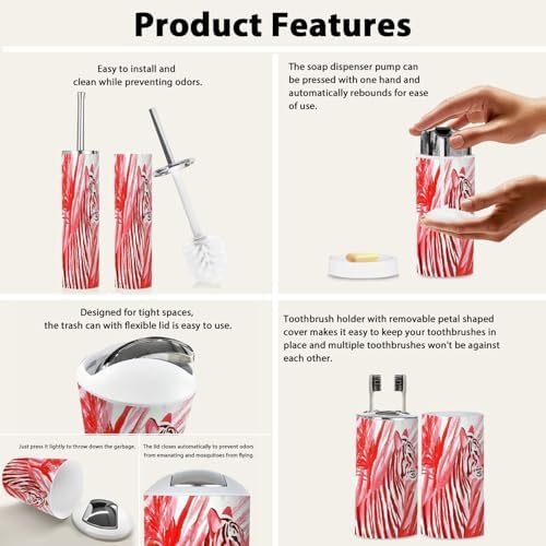 Boho Chalk Stripes Animal Print Bathroom Accessories Set 6 Piece