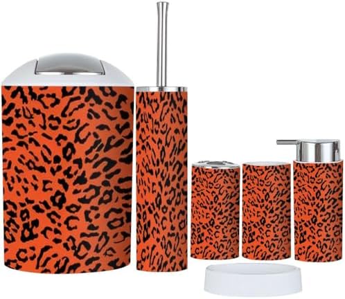 Boho Leopard Bathroom Accessory Set 6 Piece