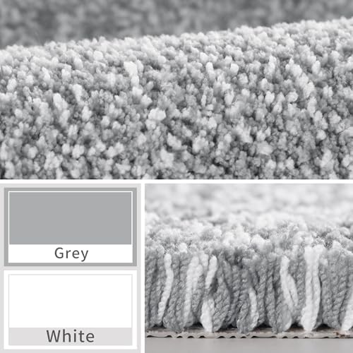 Yimobra Bathroom Rug Mat Soft Non-Slip Water Absorbent Thick 24x17 GreyWhite