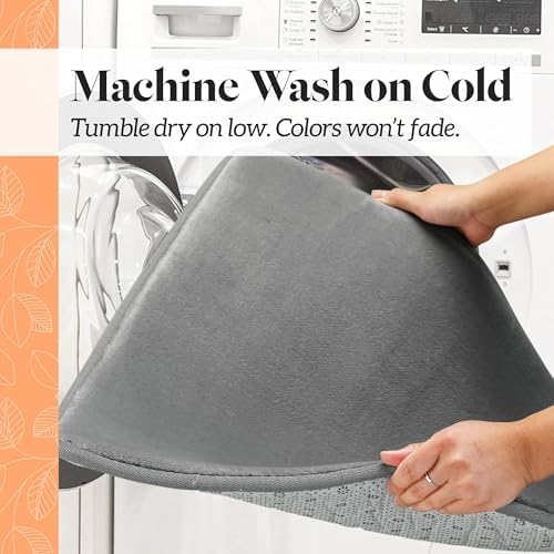 Genteele Bath Mats Non Slip Grey 17x24 Memory Foam Rugs