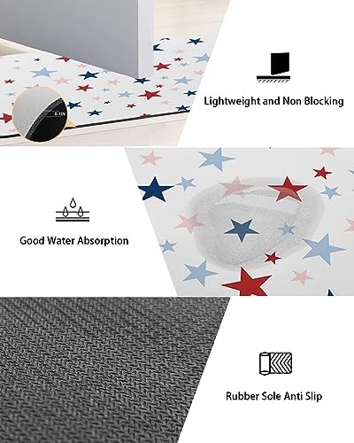 2PCS Non-Slip Diatomite Bath Mat Set with American Flag Design