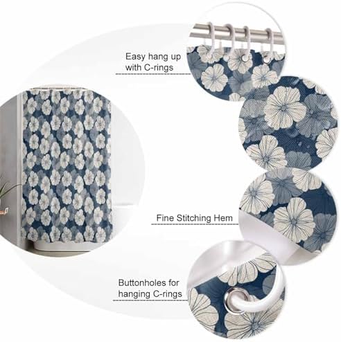 ZOE GARDEN Blue Beige Bathroom Set with Curtain Rug and Accessories