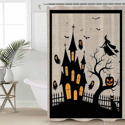 ZOE GARDEN Halloween Bathroom Set with Shower Curtain and Rug