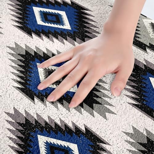 Feelyou Kids Southwest Tribal Bath Mat 16x24 Blue Grey Geometric