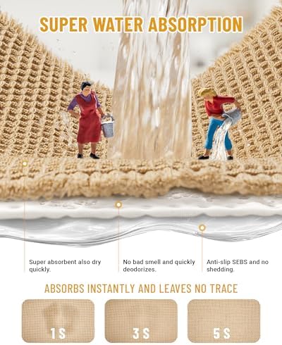 Furicher Large Waffle Bath Mat Set 2 pcs