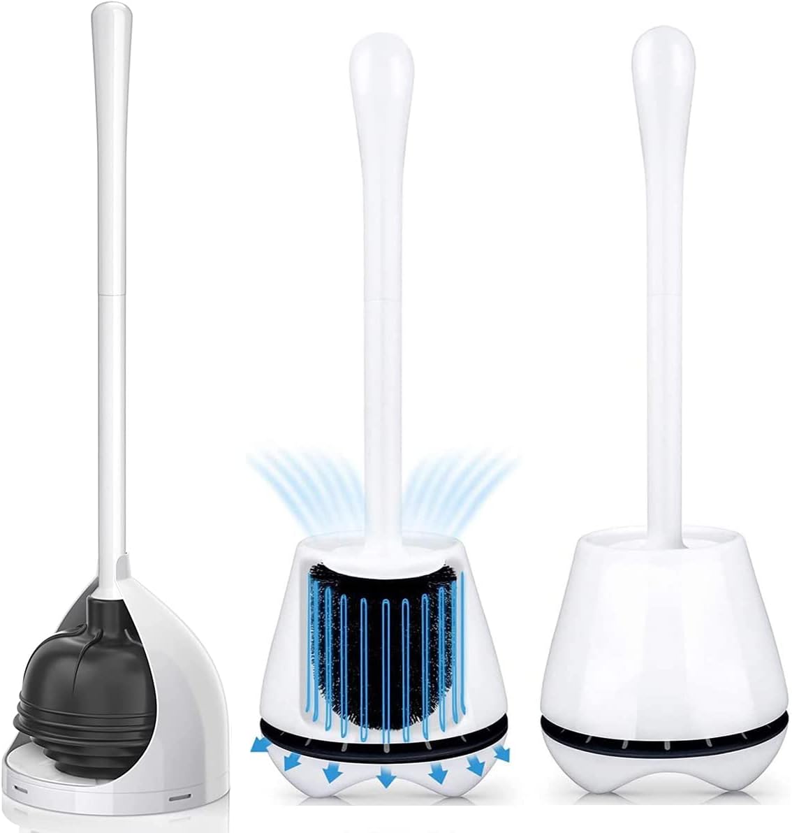 UPTRONIC 3 Pack Toilet Brush and Plunger Set