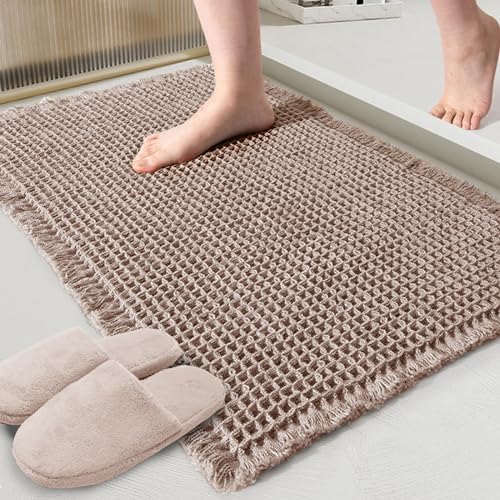 ZALL Tan Waffle Bath Mat - 18x30 Inch Non Slip