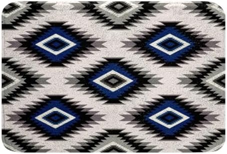 Feelyou Kids Southwest Tribal Bath Mat 16x24 Blue Grey Geometric
