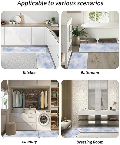 2PCS Non-Slip Diatomite Bath Mats Set with Gold Line Design
