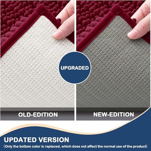 Arotive Luxury Chenille Bath Rug Mat 47x24 Burgundy