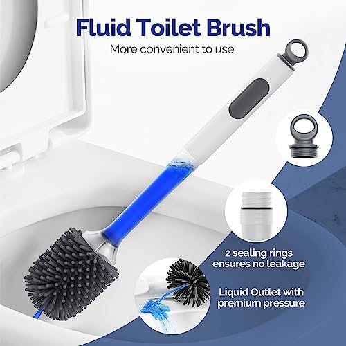 HAMITOR Toilet Brush Holder Set with Silicone Brush