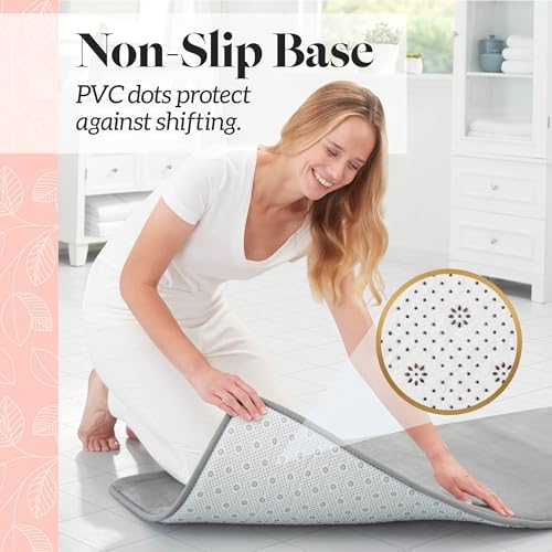 Genteele Bath Mats Non Slip Grey 17x24 Memory Foam Rugs