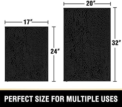 HVERSAILTEX 2 Piece Black Bath Rug Set