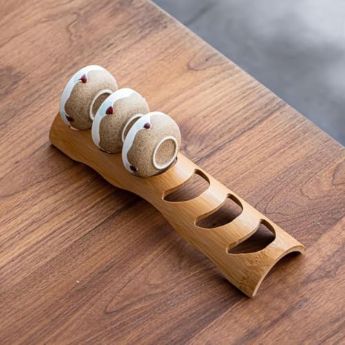 1PC Bamboo Tea Cup Rack 6 Slots Display Holder