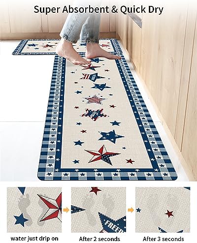 Funnywall88 2PCS Independence Day Bath Rugs Non-Slip Diatomite Mats