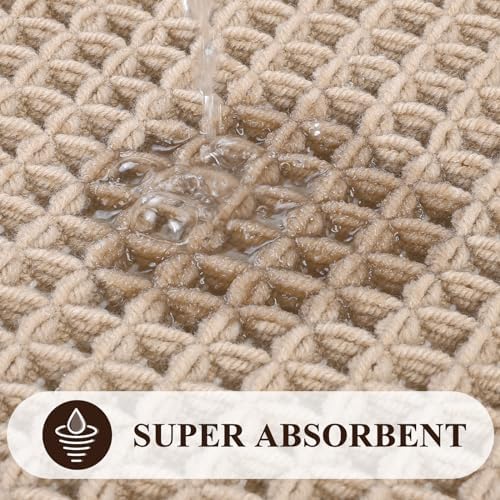Pauwer 3 Piece Waffle Bath Rug Set Khaki